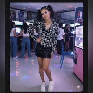 y2k button down demon sheer top size small